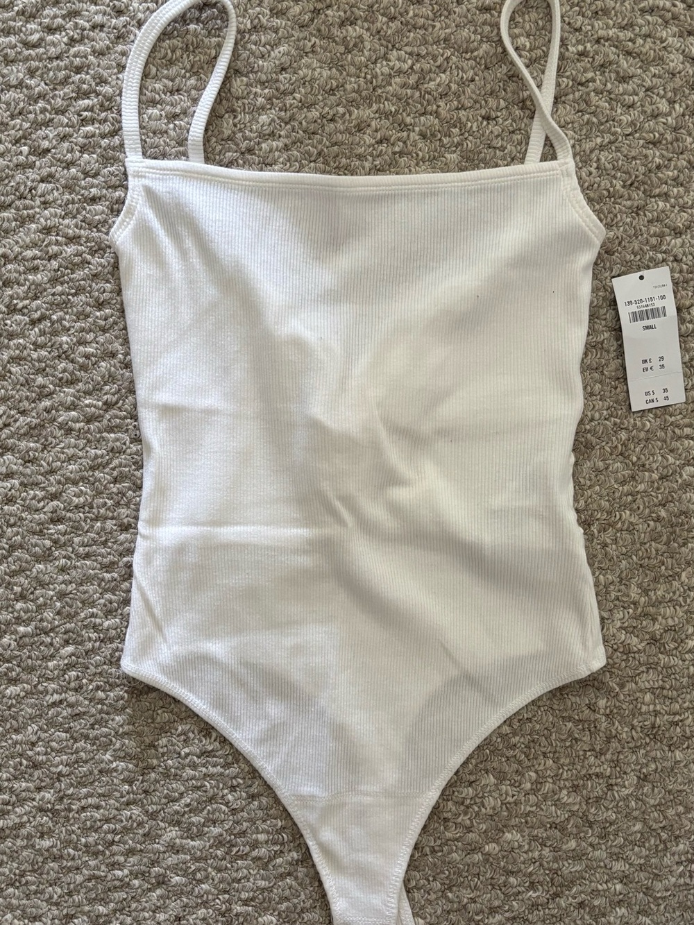 Abercrombie & Fitch White Ribbed Bodysuit with Spaghetti Straps